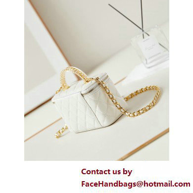 Chanel Lambskin, Resin  &  Gold-Tone Metal Clutch with Chain Bag AP3820 White 2025